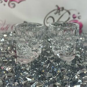 Crystal Skull Shot Glasses - Clear Glass Skull Shot Set (2)